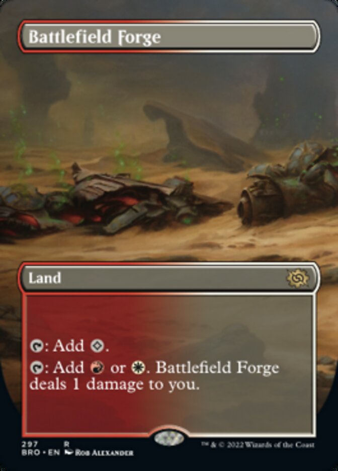 Battlefield Forge (Borderless Alternate Art) [The Brothers' War] | Cards and Coasters CA