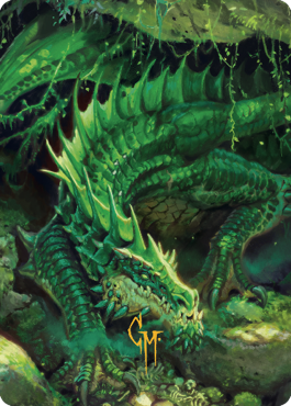 Lurking Green Dragon Art Card (Gold-Stamped Signature) [Commander Legends: Battle for Baldur's Gate Art Series] | Cards and Coasters CA