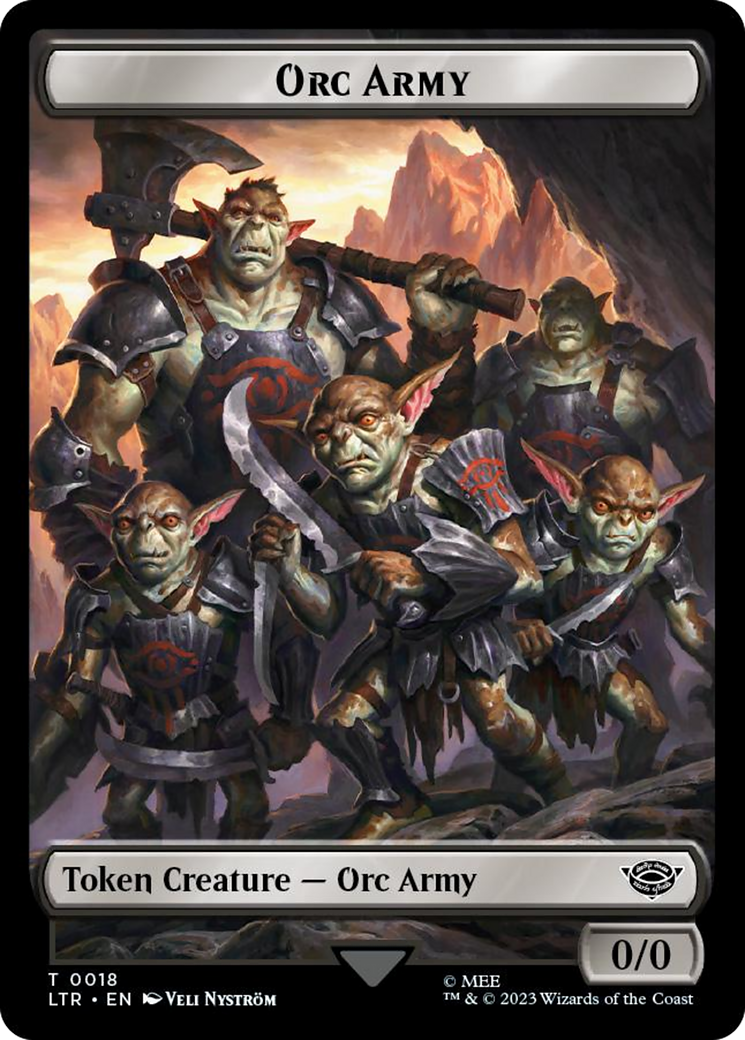 Orc Army (0018) // Food (0023) Double-Sided Token (Surge Foil) [The Lord of the Rings: Tales of Middle-Earth Tokens] | Cards and Coasters CA