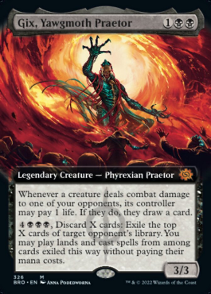 Gix, Yawgmoth Praetor (Extended Art) [The Brothers' War] | Cards and Coasters CA