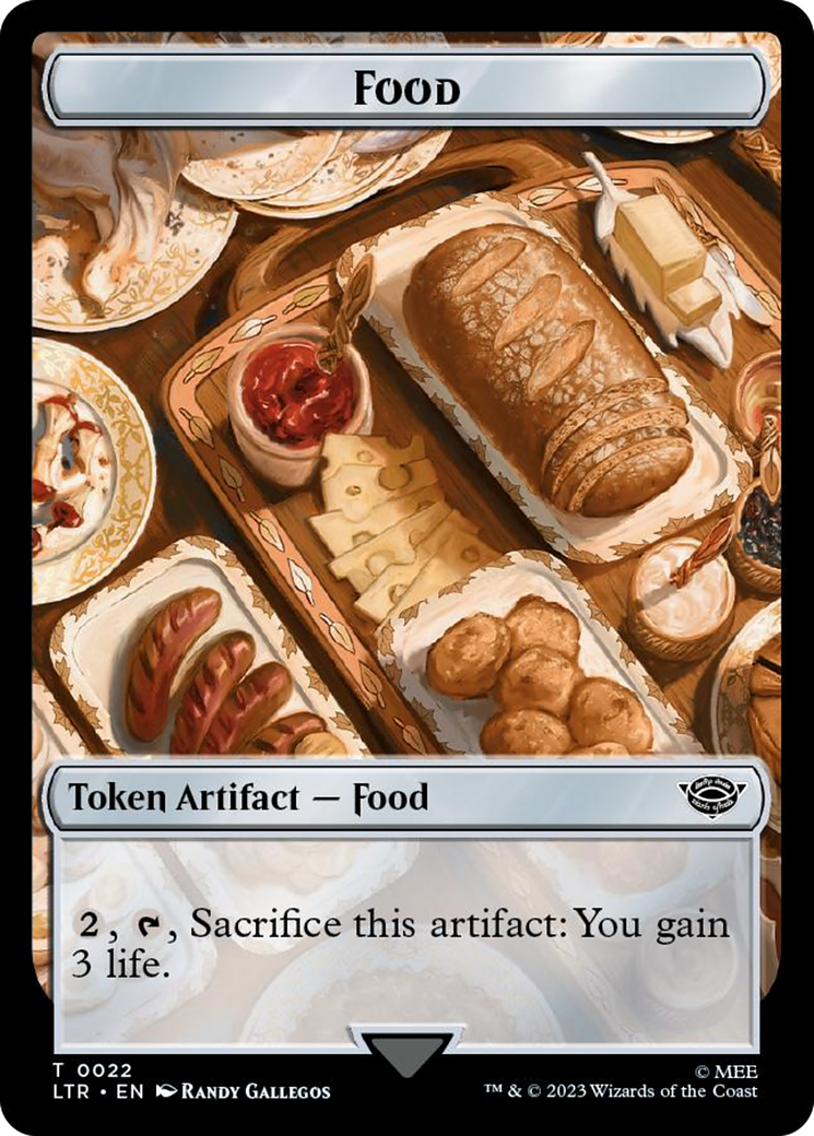 Treasure // Food (0022) Double-Sided Token (Surge Foil) [The Lord of the Rings: Tales of Middle-Earth Tokens] | Cards and Coasters CA