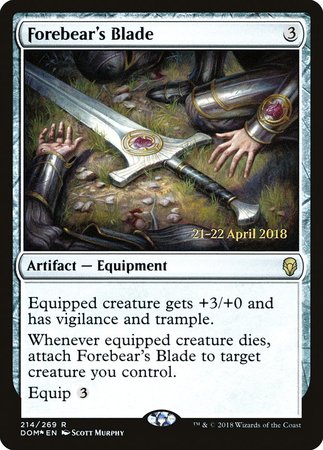 Forebear's Blade [Dominaria Promos] | Cards and Coasters CA