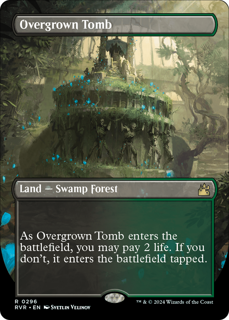 Overgrown Tomb (Borderless) [Ravnica Remastered] | Cards and Coasters CA