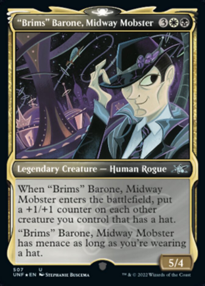 "Brims" Barone, Midway Mobster (Showcase) (Galaxy Foil) [Unfinity] | Cards and Coasters CA