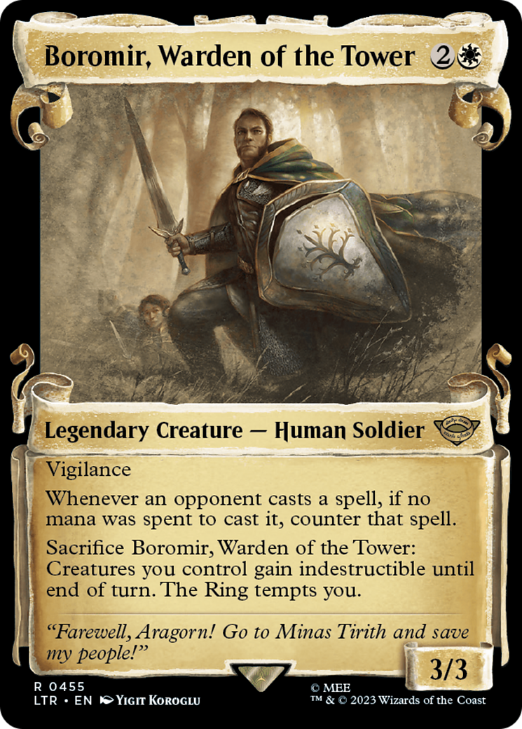 Boromir, Warden of the Tower [The Lord of the Rings: Tales of Middle-Earth Showcase Scrolls] | Cards and Coasters CA