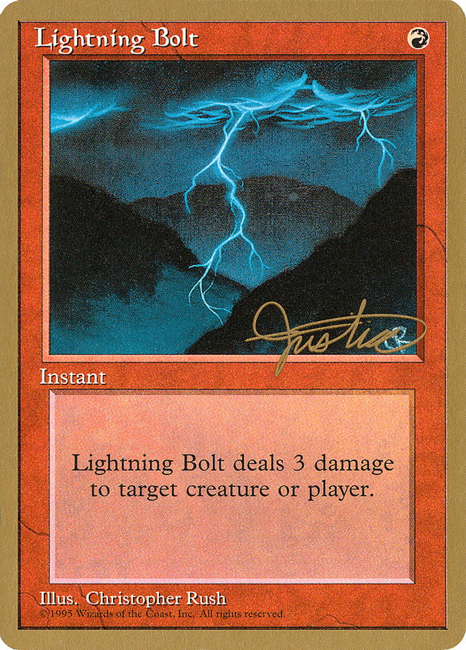 Lightning Bolt (Mark Justice) [Pro Tour Collector Set] | Cards and Coasters CA