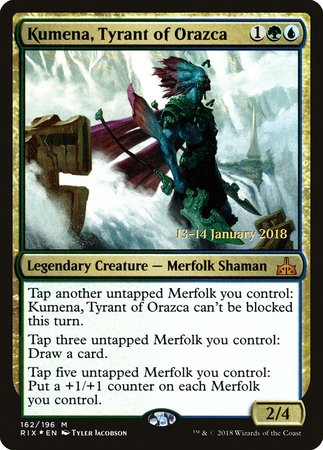 Kumena, Tyrant of Orazca [Rivals of Ixalan Promos] | Cards and Coasters CA