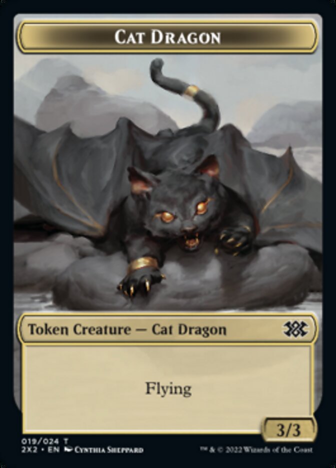 Cat Dragon // Vampire Double-sided Token [Double Masters 2022 Tokens] | Cards and Coasters CA