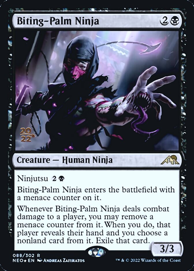 Biting-Palm Ninja [Kamigawa: Neon Dynasty Prerelease Promos] | Cards and Coasters CA