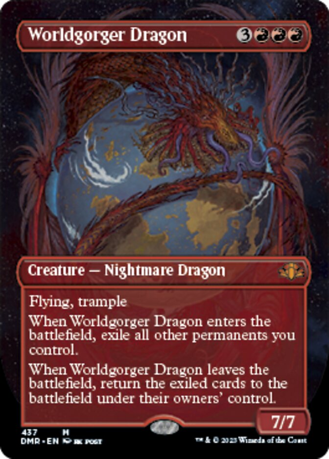 Worldgorger Dragon (Borderless Alternate Art) [Dominaria Remastered] | Cards and Coasters CA