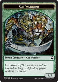 Cat Warrior // Plant Double-sided Token [Commander 2018 Tokens] | Cards and Coasters CA