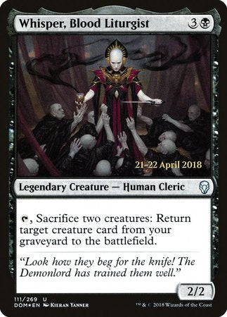 Whisper, Blood Liturgist [Dominaria Promos] | Cards and Coasters CA