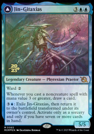 Jin-Gitaxias // The Great Synthesis [March of the Machine Prerelease Promos] | Cards and Coasters CA