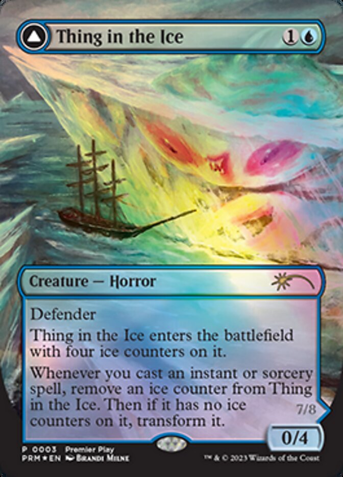 Thing in the Ice // Awoken Horror (Borderless Alternate Art) [Regional Championship Qualifiers 2023] | Cards and Coasters CA