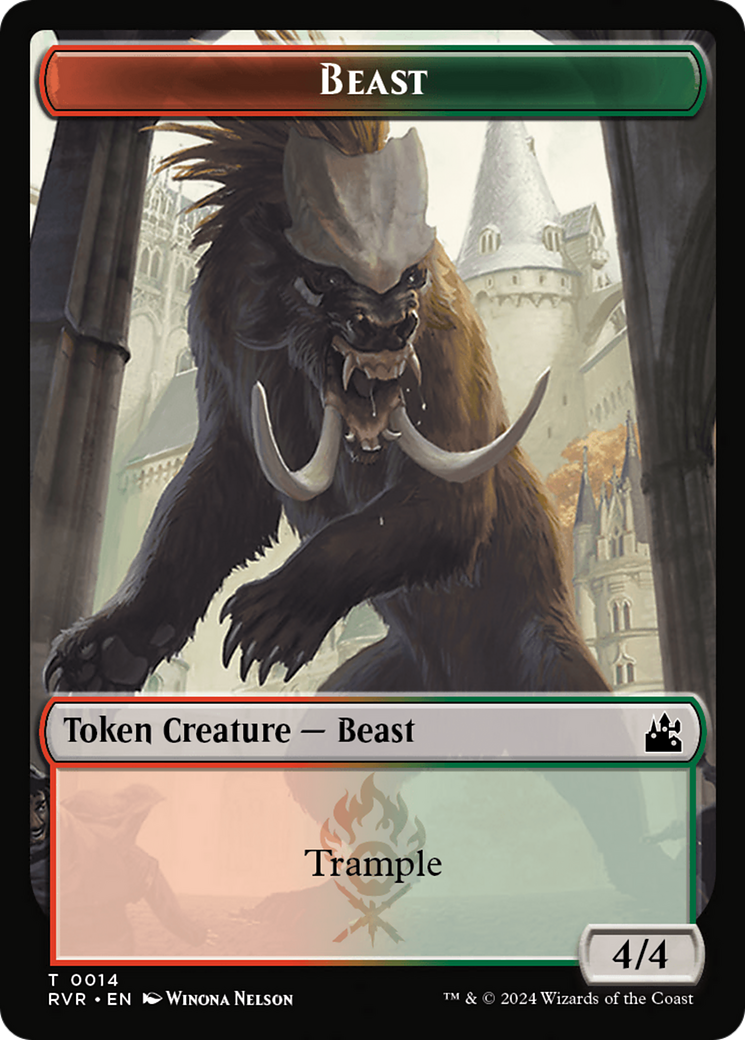 Spirit (0018) // Beast Double-Sided Token [Ravnica Remastered Tokens] | Cards and Coasters CA