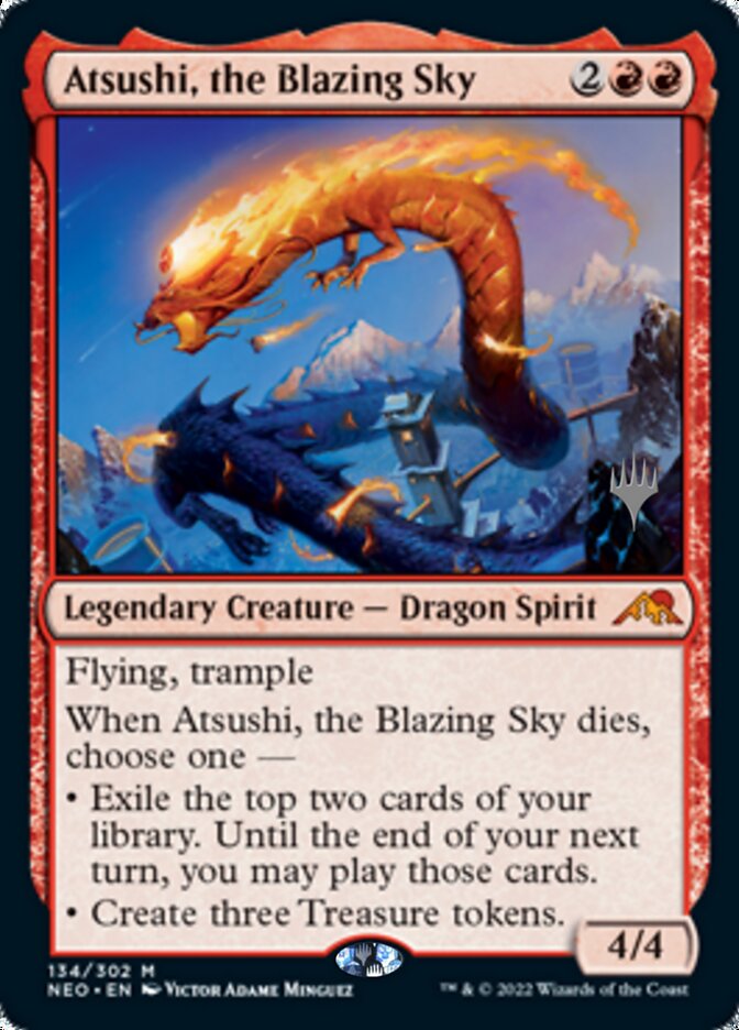 Atsushi, the Blazing Sky (Promo Pack) [Kamigawa: Neon Dynasty Promos] | Cards and Coasters CA