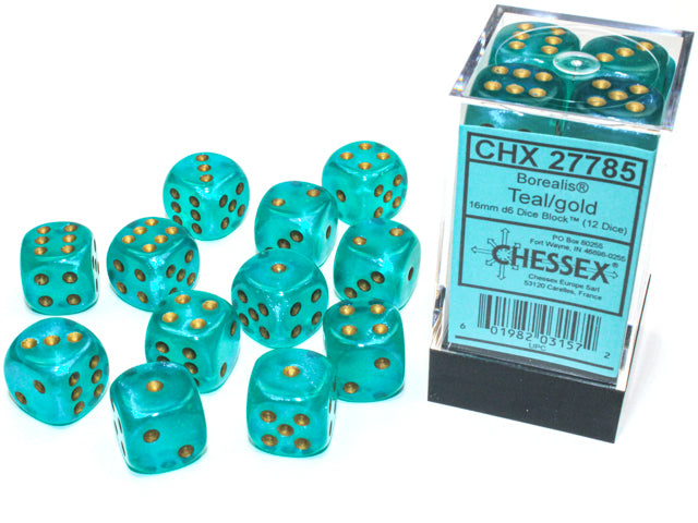 BOREALIS 12D6 TEAL/GOLD 16MM LUMINARY | Cards and Coasters CA