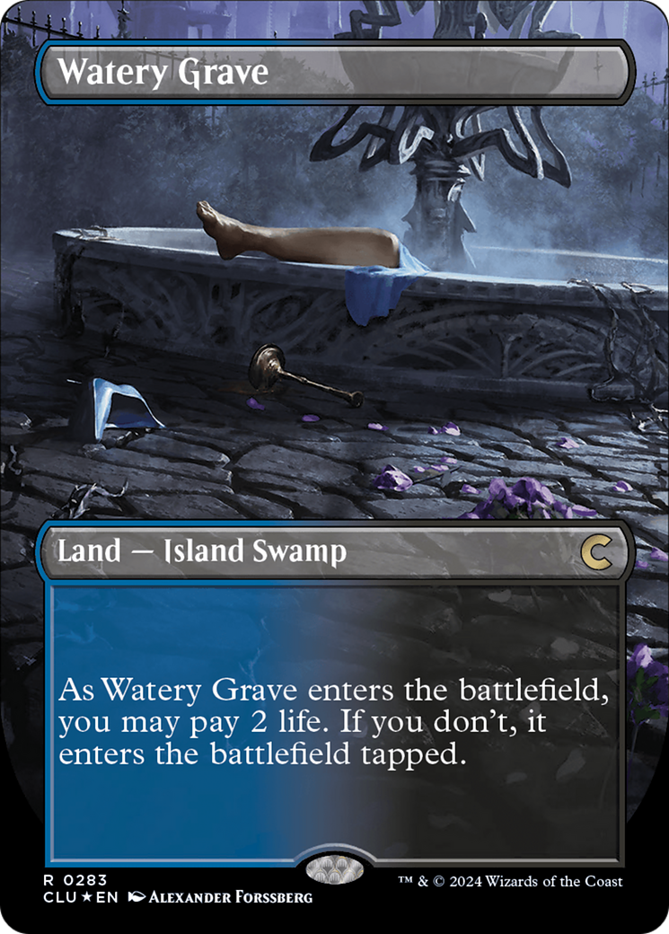 Watery Grave (Borderless) [Ravnica: Clue Edition] | Cards and Coasters CA