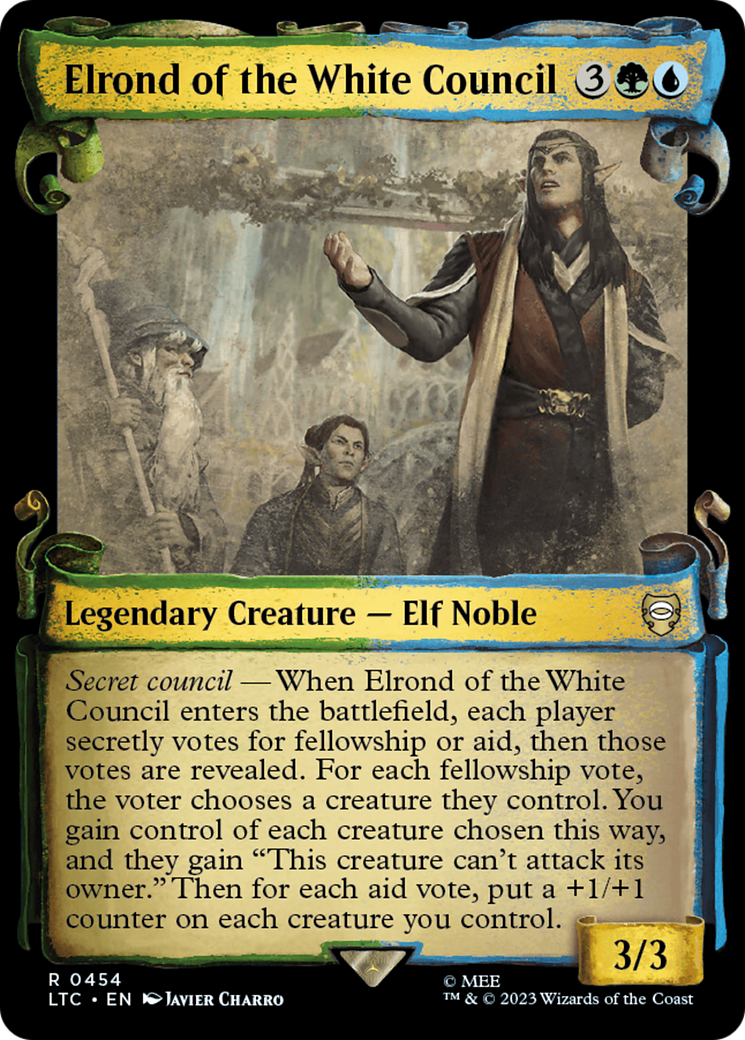 Elrond of the White Council [The Lord of the Rings: Tales of Middle-Earth Commander Showcase Scrolls] | Cards and Coasters CA