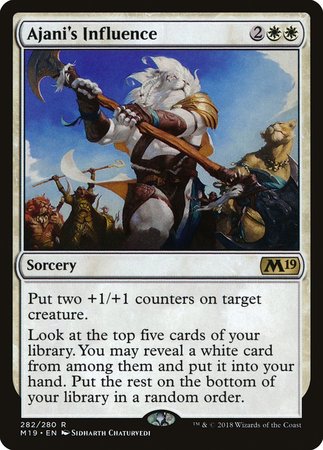 Ajani's Influence [Core Set 2019] | Cards and Coasters CA