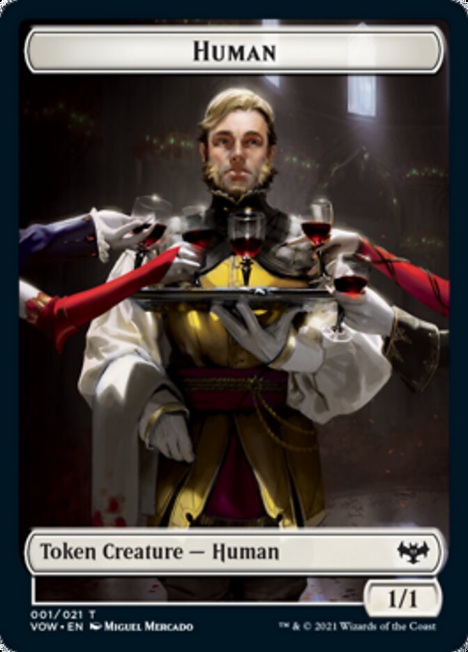 Human (001) // Wolf (014) Double-sided Token [Innistrad: Crimson Vow Tokens] | Cards and Coasters CA