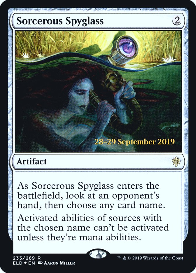 Sorcerous Spyglass  [Throne of Eldraine Prerelease Promos] | Cards and Coasters CA