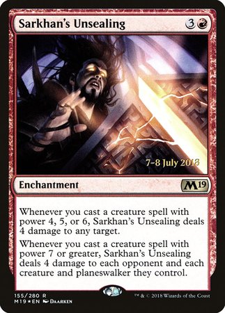 Sarkhan's Unsealing [Core Set 2019 Promos] | Cards and Coasters CA