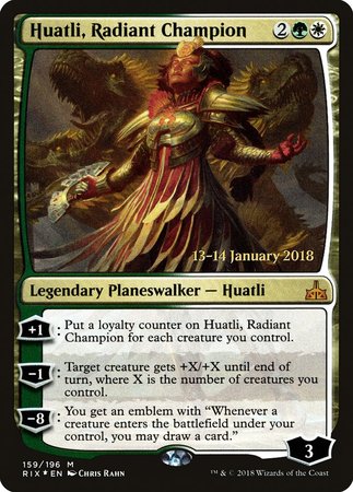 Huatli, Radiant Champion [Rivals of Ixalan Promos] | Cards and Coasters CA