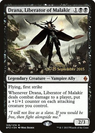 Drana, Liberator of Malakir [Battle for Zendikar Promos] | Cards and Coasters CA