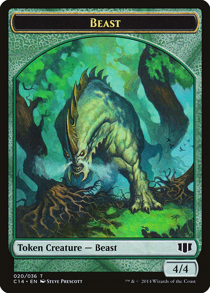 Elf Druid // Beast (020/036) Double-sided Token [Commander 2014 Tokens] | Cards and Coasters CA