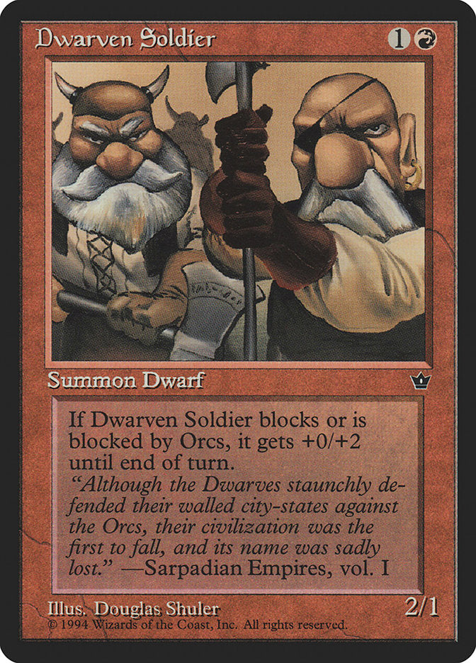 Dwarven Soldier (Douglas Shuler) [Fallen Empires] | Cards and Coasters CA