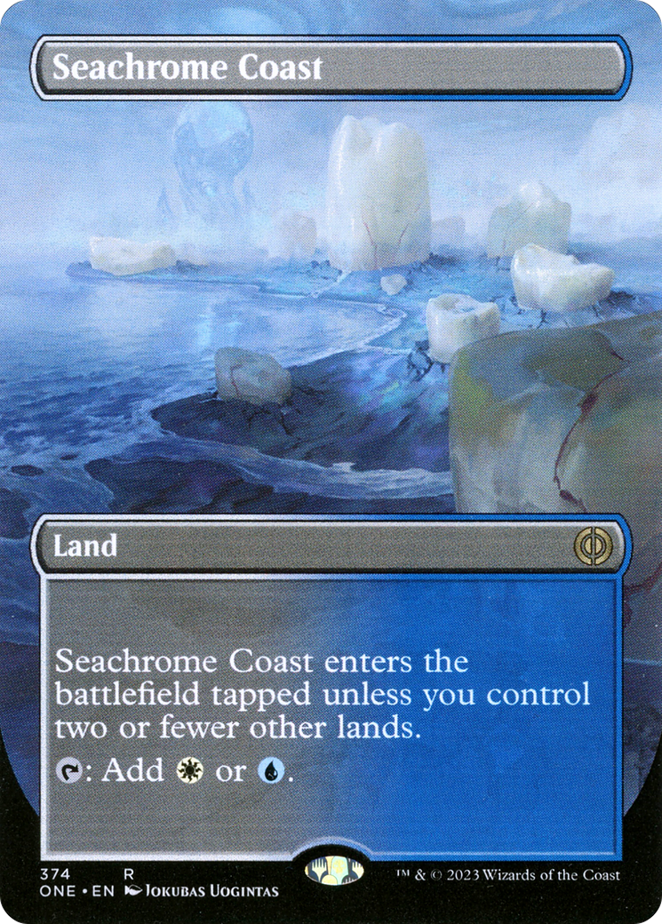 Seachrome Coast (Borderless Alternate Art) [Phyrexia: All Will Be One] | Cards and Coasters CA