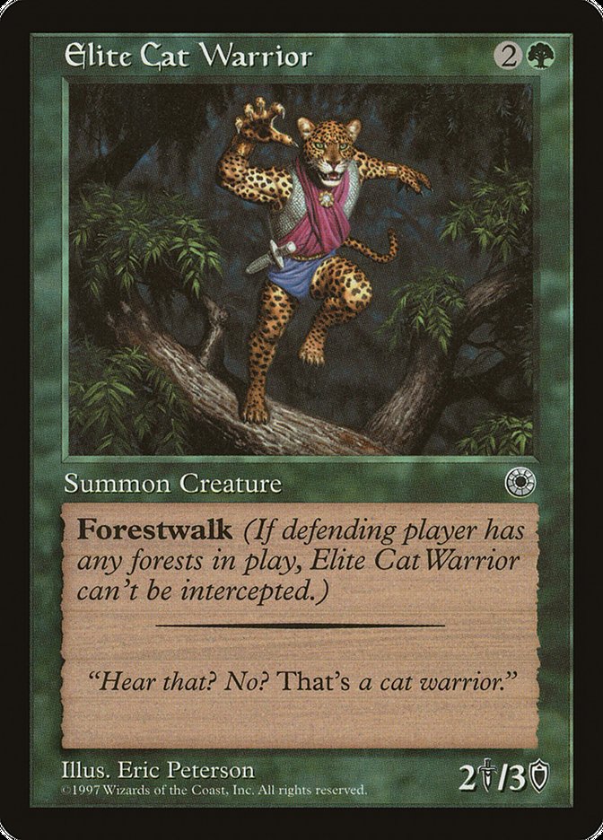 Elite Cat Warrior (With Flavor Text) [Portal] | Cards and Coasters CA
