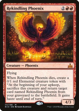 Rekindling Phoenix [Rivals of Ixalan] | Cards and Coasters CA