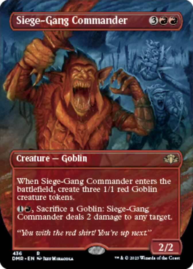 Siege-Gang Commander (Borderless Alternate Art) [Dominaria Remastered] | Cards and Coasters CA