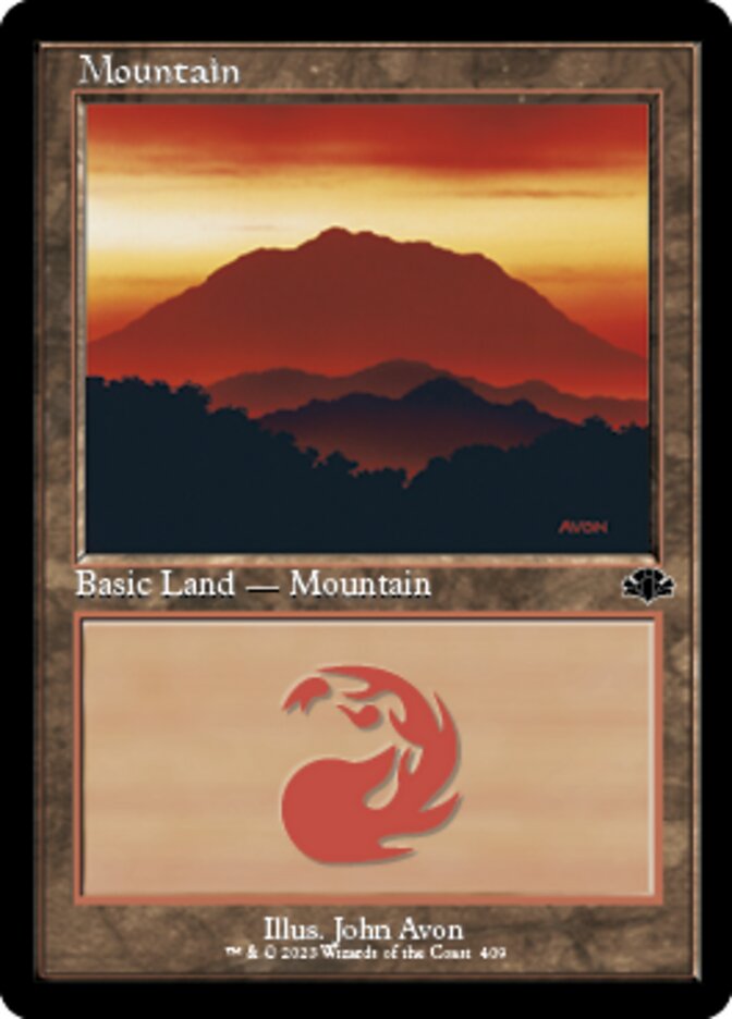 Mountain (409) (Retro) [Dominaria Remastered] | Cards and Coasters CA