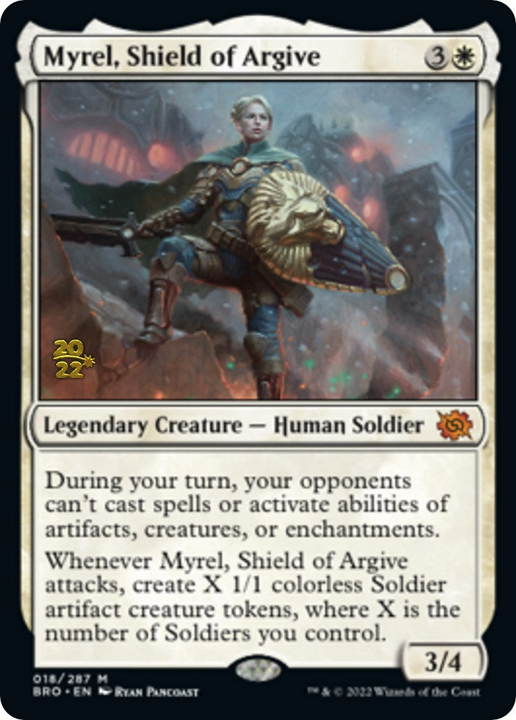 Myrel, Shield of Argive [The Brothers' War: Prerelease Promos] | Cards and Coasters CA