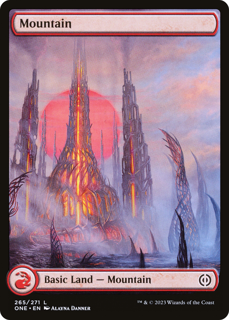 Mountain (265) (Full-Art) [Phyrexia: All Will Be One] | Cards and Coasters CA