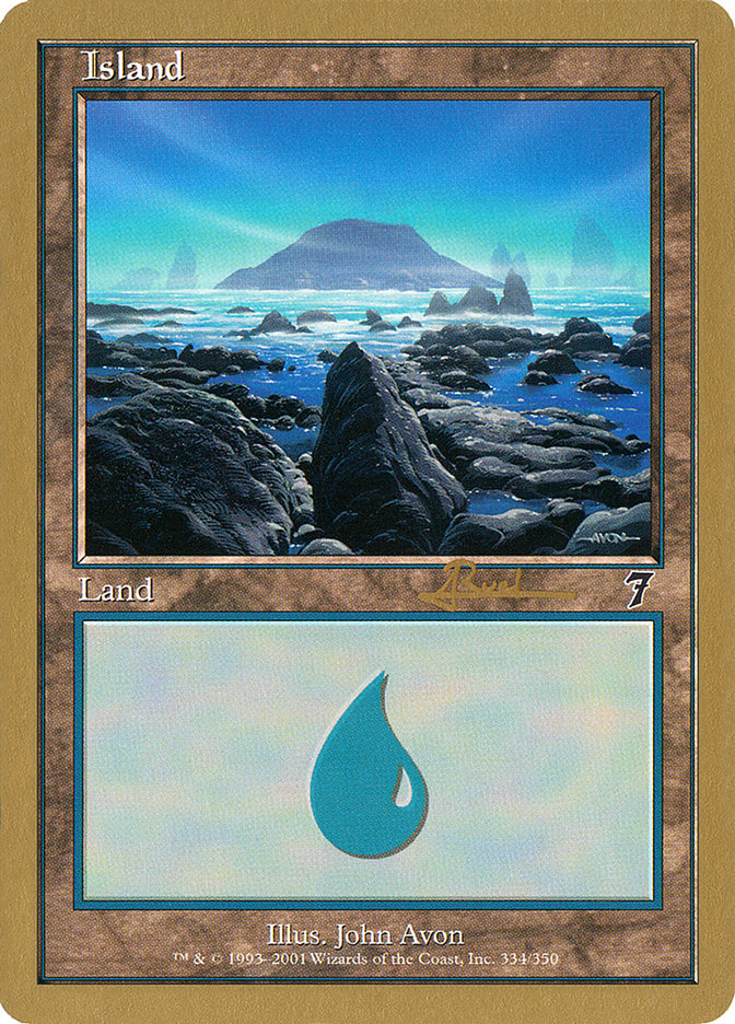 Island (ar334) (Antoine Ruel) [World Championship Decks 2001] | Cards and Coasters CA