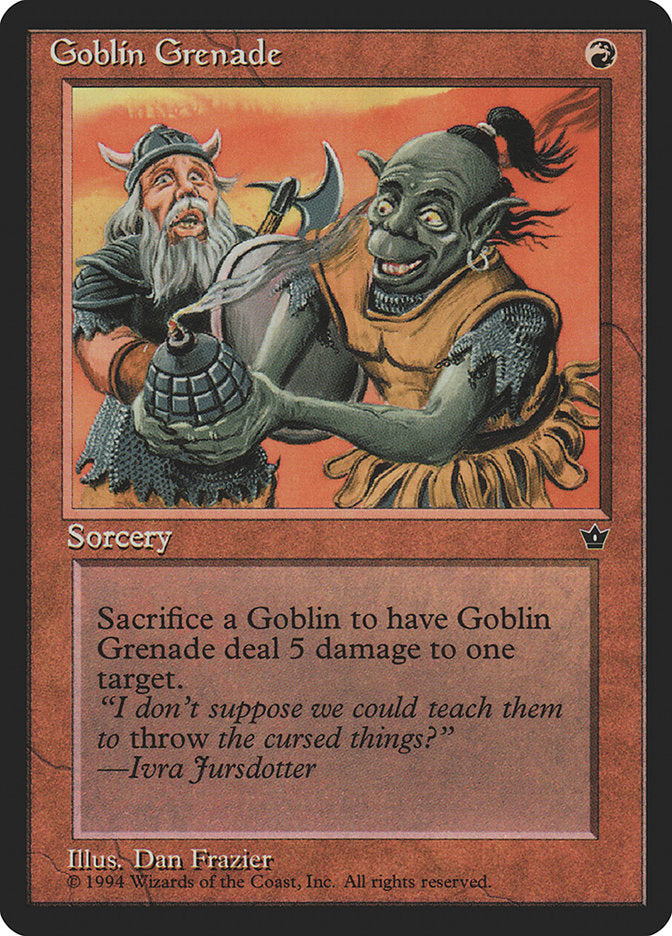 Goblin Grenade (Dan Frazier) [Fallen Empires] | Cards and Coasters CA