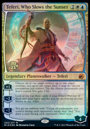 Teferi, Who Slows the Sunset [Innistrad: Midnight Hunt Prerelease Promos] | Cards and Coasters CA