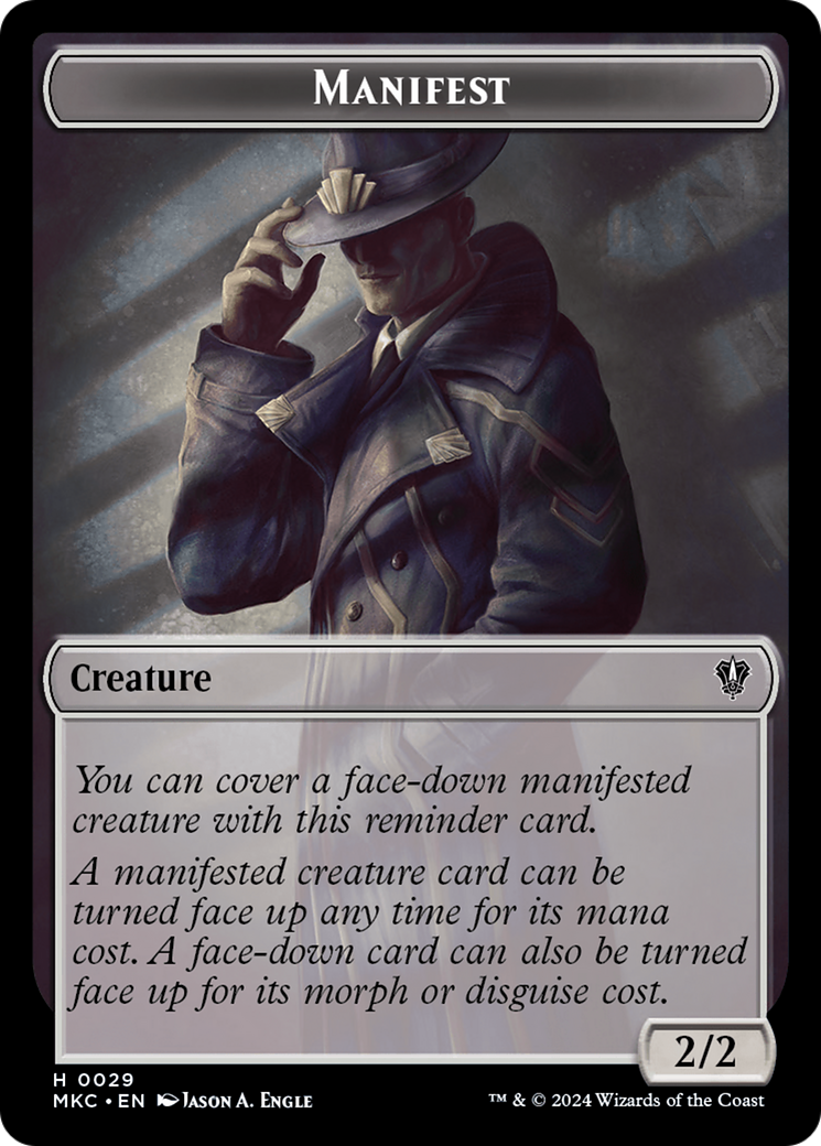 Insect (0016) // Manifest Double-Sided Token [Murders at Karlov Manor Commander Tokens] | Cards and Coasters CA