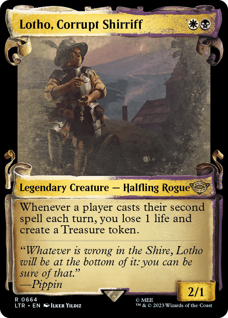 Lotho, Corrupt Shirriff [The Lord of the Rings: Tales of Middle-Earth Showcase Scrolls] | Cards and Coasters CA