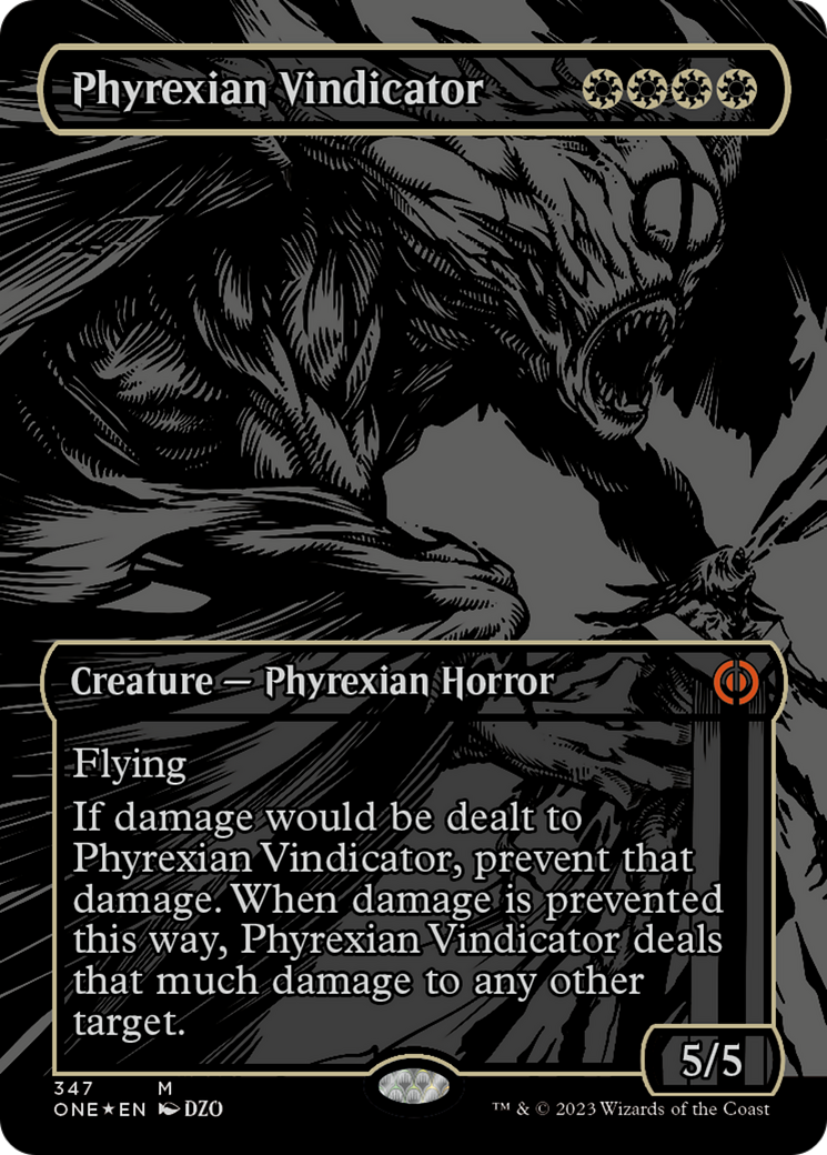 Phyrexian Vindicator (Oil Slick Raised Foil) [Phyrexia: All Will Be One] | Cards and Coasters CA