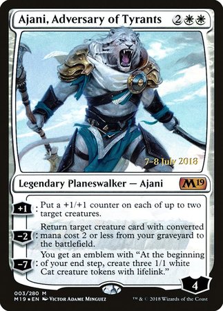 Ajani, Adversary of Tyrants [Core Set 2019 Promos] | Cards and Coasters CA