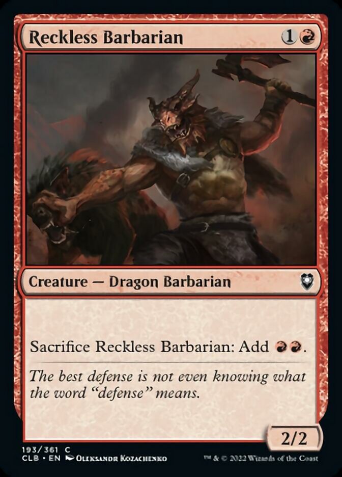 Reckless Barbarian [Commander Legends: Battle for Baldur's Gate] | Cards and Coasters CA