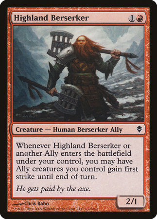 Highland Berserker [Zendikar] | Cards and Coasters CA