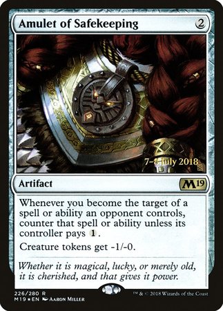 Amulet of Safekeeping [Core Set 2019 Promos] | Cards and Coasters CA