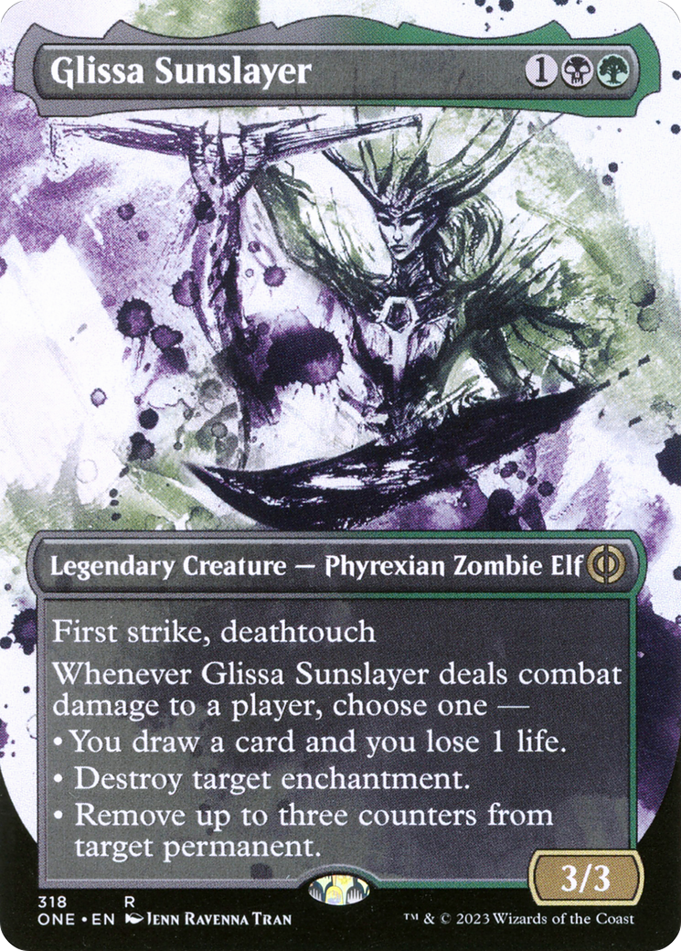 Glissa Sunslayer (Borderless Ichor) [Phyrexia: All Will Be One] | Cards and Coasters CA