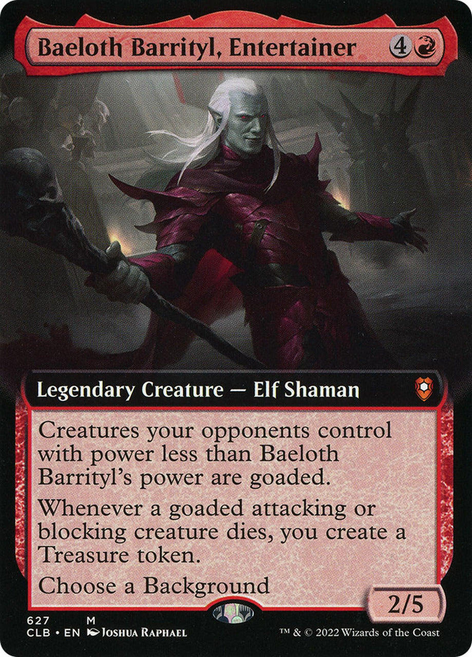 Baeloth Barrityl, Entertainer (Extended Art) [Commander Legends: Battle for Baldur's Gate] | Cards and Coasters CA